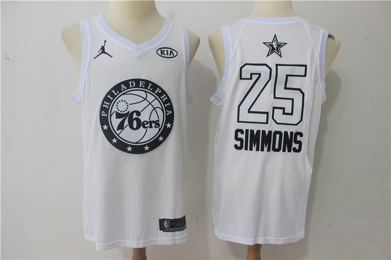 Men Philadelphia 76ers #25 Simmons White 2108 All Stars NBA Jerseys